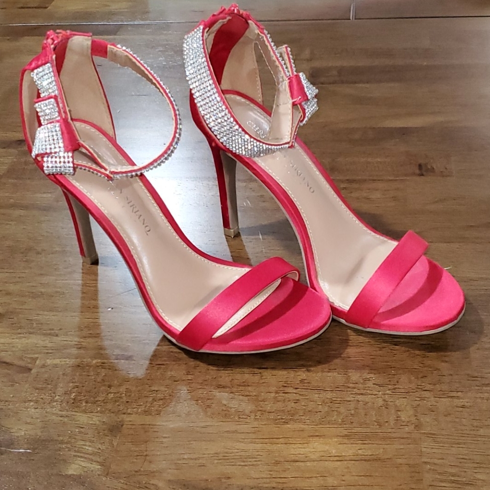 Red Ankle Strapped Heels with Ankle Detail Size 6